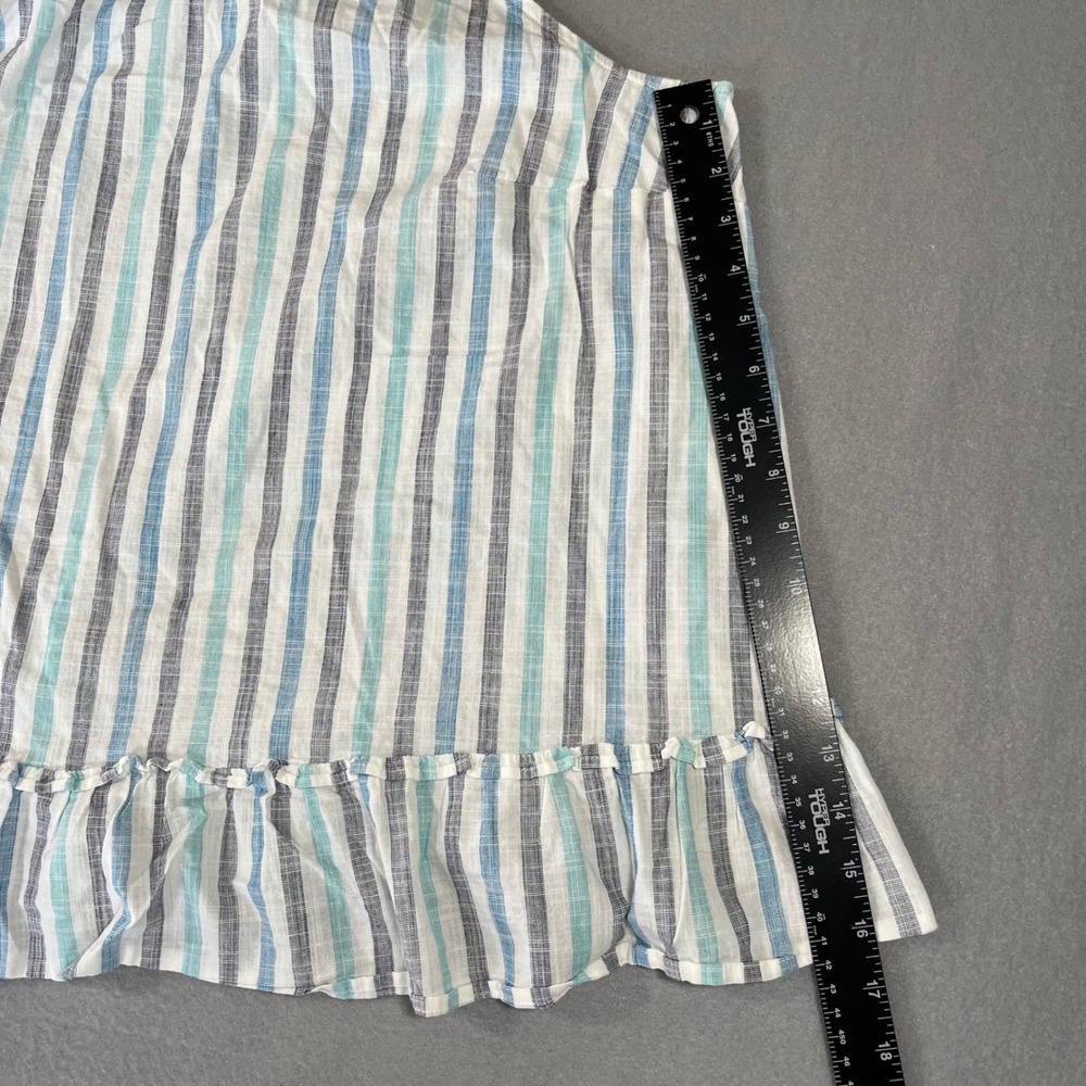 Lane Bryant Womens 18 Blue Striped Cotton Halter Ruffle Hem Sleeveless Blouse - Picture 5 of 7